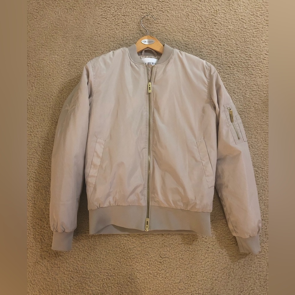 Men's Han Kjobenhavn Beige Nylon Bomber Jacket **Small**